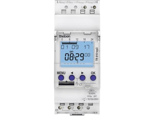 Theben 6100130 timer för DIN-skena TR610 top3 230 V/AC veckoprogram
