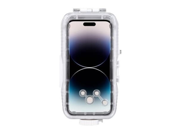 Puluz vanntett plastetui til iPhone 14 Plus/Pro Max/13 Pro Max/12 Pro Max/11 Pro Max (hvit)