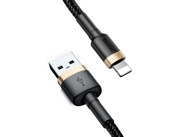 Baseus CALKLF-CV1, 2 m, USB A, Lightning, Hanstik, Hanstik, Sort, Guld