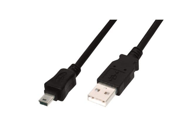 ASSMANN - USB-kaapeli - mini-USB tyyppi B (han) til USB (han) - USB 2.0 - 3 m - formet - sortti