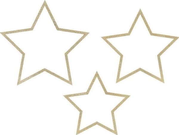 Træstjerner med guld glimmer