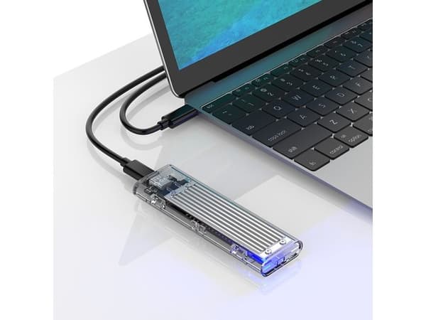 M.2 NVME til USB-C 10Gbps diskbrønn - grå