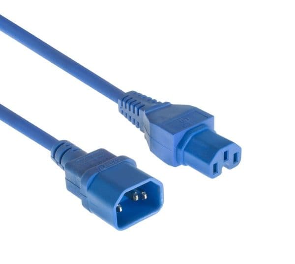 Strömkabel C14 till C15 blå 3 m