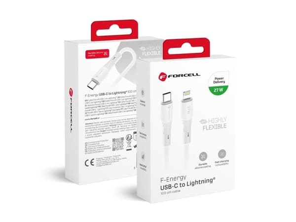 Forcell Cable USB C to Lightning - PD 3A 27W Silicone 1 m  white