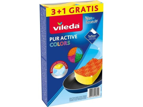 Vileda Pur Active Colors oppvasksvamp 4 stk