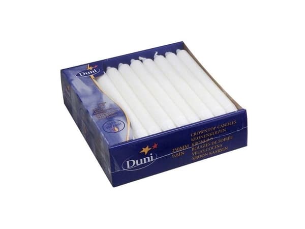 Kronelys stearin hvid 2,4x25cm 30stk/pak 9 timer