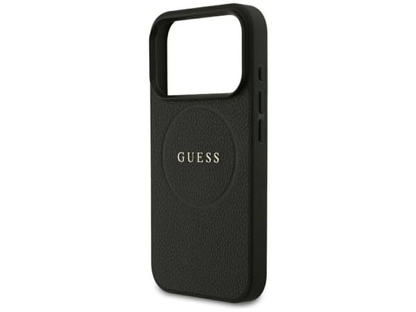 Etui Guess Grained Gold Ring MagSafe do iPhone 18 Pro / 17 Pro czarny