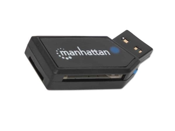 Manhattan 101677, MicroSD (TransFlash), microSDHC, microSDXC, MMC, SD, SDHC, SDXC, Sort, 480 Mbit/s, CE, FCC, USB 2.0, 25 mm