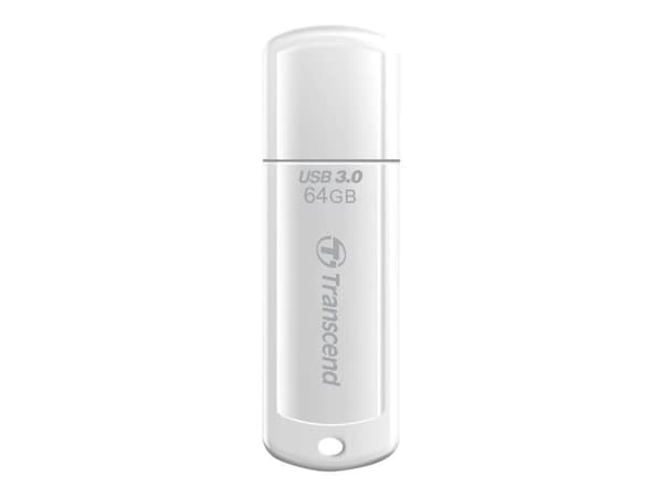 Transcend JetFlash 730 - USB-flashstasjon - 64 GB - USB 3.0 - hvit