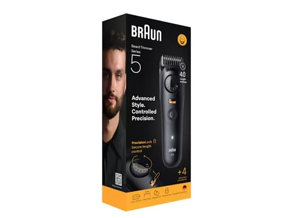 Braun BeardTrimmer 9 BT5520, Vaskbar, Batteri, Sort