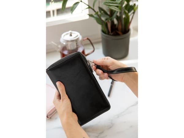 Filofax Malden Ringbind Personal Compact Zip Handledsrem Svart