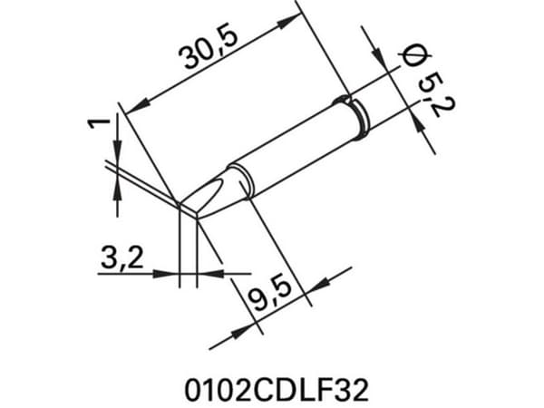 Ersa 0102CDLF32 loddetipp meiselform, rett spiss 3,20 mm, 1 stk