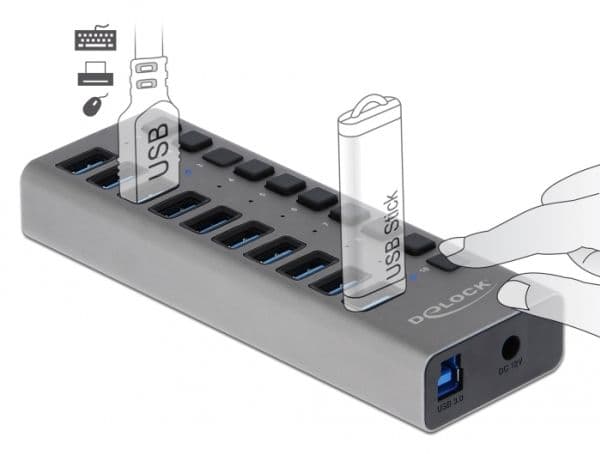 Delock - Hub - 10 x SuperSpeed USB 3.0 - stasjonær