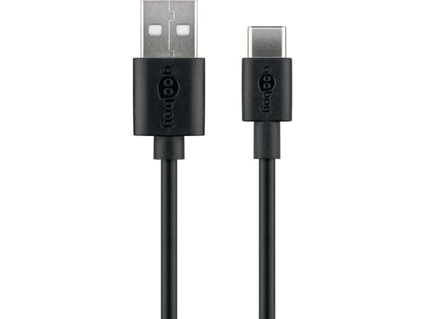 USB-C™ charging and sync cable (USB-A > USB-C™), 2 m, black - suitable for devices with a USB-C™ port, black