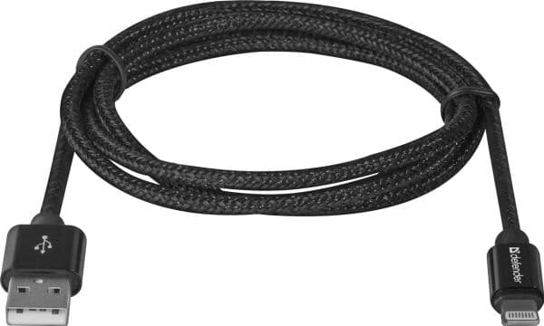 USB-kabel Defender USB-A till Lightning 1 m sort (87808)