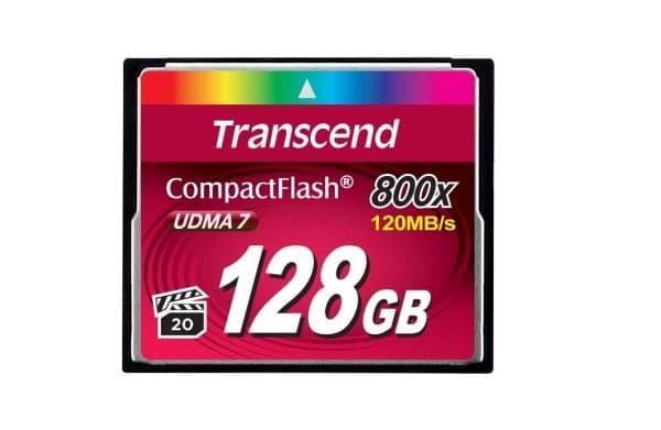 Transcend 128GB 800x CF, 128 GB, CompactFlash, MLC, 120 MB/s, 60 MB/s, Musta