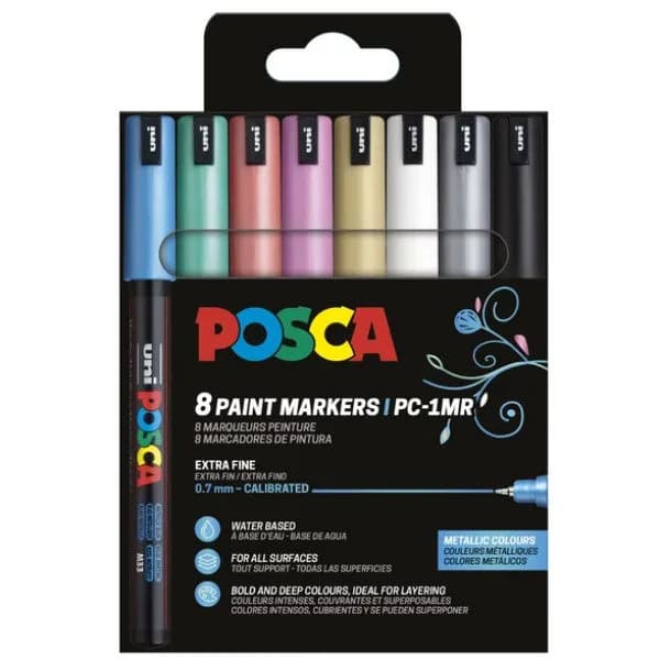 POSCA PC-1MR 8 st Metallicfärger (inkl. sort+vit)