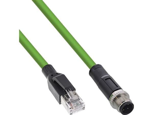 InLine 40407, 7,5 m, M12, RJ-45, Uros/uros, Vihreä, Kupari