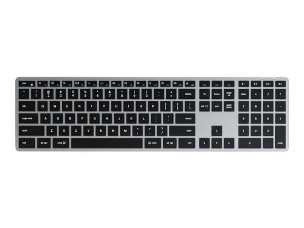 Satechi X3, Täysikokoinen (100 %), Bluetooth, QWERTY, Musta, Harmaa