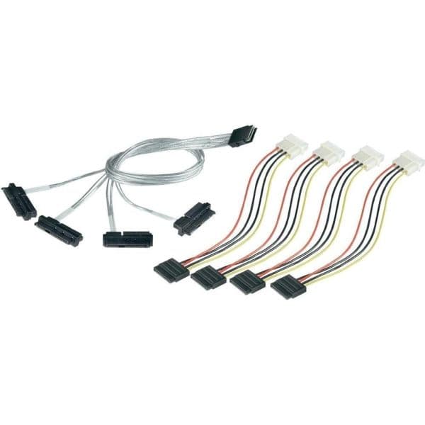 Microchip Adaptec - SAS-kaapeli - Mini SAS (SFF-8087) (han) til 4-PIN intern strøm, 29 pin intern SAS (SFF-8482) - 1 m