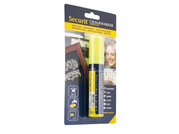 Securit® original kridtmarker med blokspids i gul
