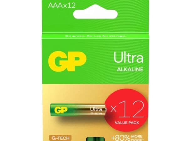 GP Ultra Alkaline AAA LR03-batterier, bl/12