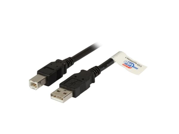 EFB Elektronik USB A/USB B, 2 m, 5 m, USB A, USB B, USB 2.0, Hankjønn/hankjønn, Sort