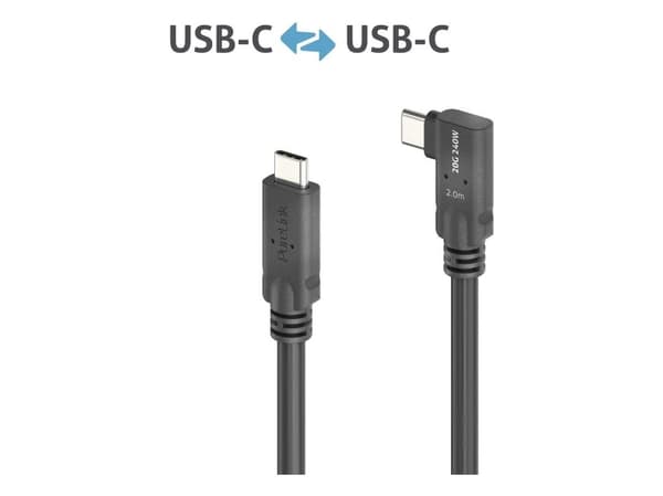 PureLink PureInstall MicroX4, 2 m, USB C, USB C, USB4 Gen 2x2, 20 Gbit/sek, Svart
