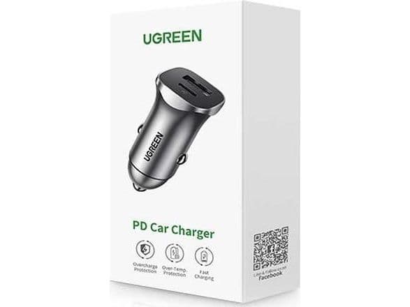 Ugreen billaddare UGREEN CD130, USB-A+PD 3.0, USB-C, QC3.0 30W (grå)