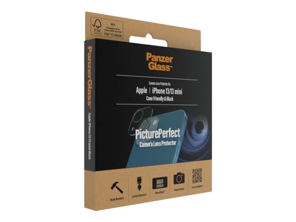PanzerGlass™ | Case-friendly - Objektiv beskyttelse for mobile - rammefarve sort | Apple iPhone 13