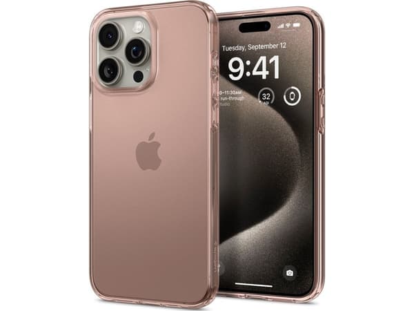 Spigen Crystal Flex-fodral för iPhone 15 Pro Max - rosa/transparent