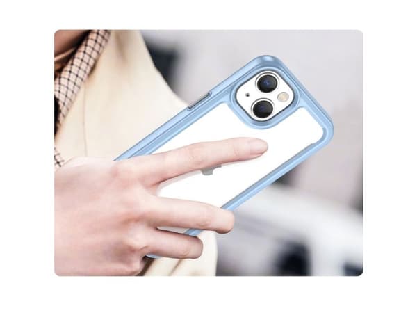 Outer Space-deksel til iPhone 14 Plus hardt deksel med gel-ramme – blå