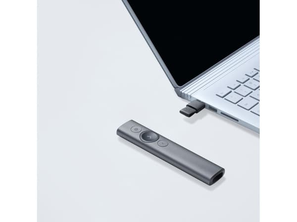 Logitech Spotlight - Presentationsfjärrkontroll - 3 knappar - skiffer