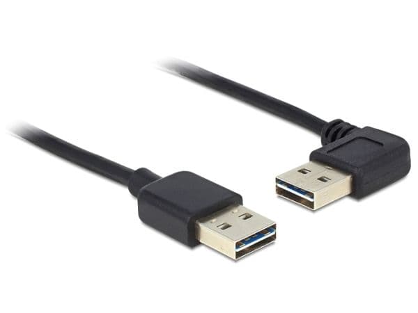Delock EASY-USB - USB-kaapeli - USB (han) til USB (han) - USB 2.0 - 1 m - 90° stikforbindelse - lajittelu
