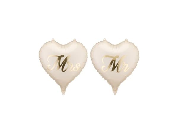 Folieballon hjerter Mr &amp; Mrs, 35 cm