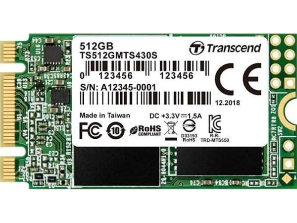 Transcend 430S - SSD - 512 GB - intern - M.2 2242 - SATA 6Gb/s - for Intel Next Unit of Computing 12, 13