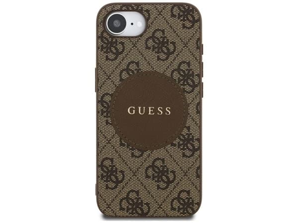 Guess 4G Circle Classic Logo MagSafe mobilskal för iPhone 16e - brun