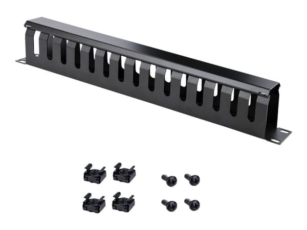 Startech 1U Horizontal Finger Duct Rack Cable Management Panel with Cover - Server Rack Cable Duct - Rack Cable Organizer / Manager (CMDUCT1UX) - R...