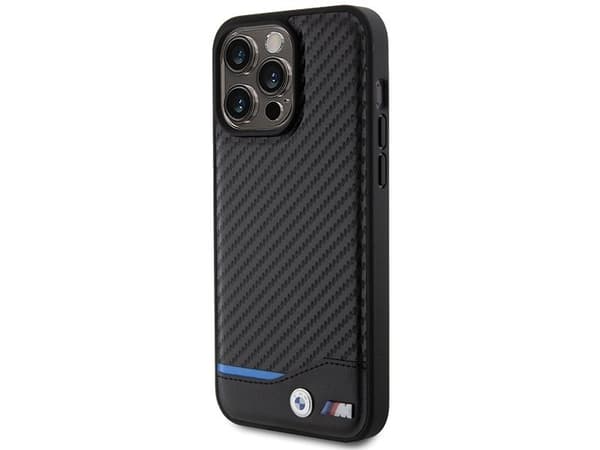 Hurtel BMW lær karbon-deksel til iPhone 15 Pro Max - sort