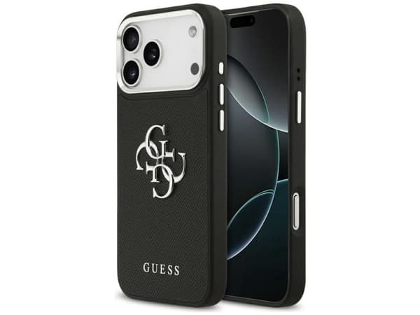 Guess Grained Big 4G Classic Logo case for iPhone 17 Pro Max - black
