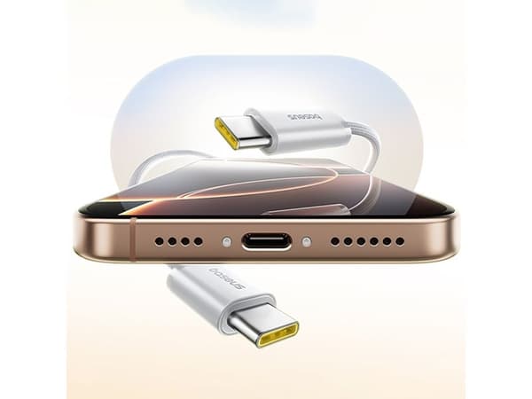 USB-kabel Baseus USB-C til USB-C, 1 m, hvit (6932172691370)