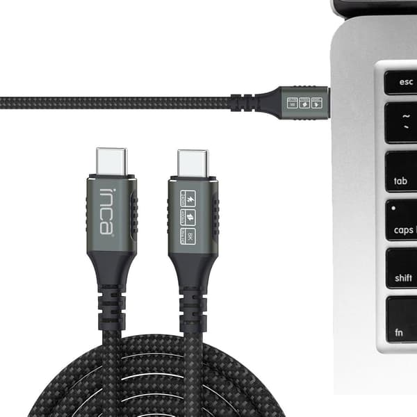 INCA USB-C4.0/40Gbps/PD3.1 240W/8K-UltraHD kaapeli 0.80m