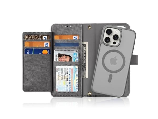 Dux Ducis Lava nahkakotelo iPhone 15 Pro:lle - harmaa