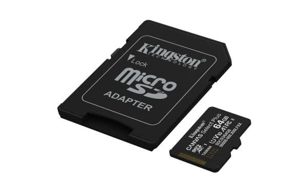 Kingston Canvas Select Plus - Flashminnekort (microSDXC til SD-adapter inkludert) - 64 GB - A1 / Video Class V10 / UHS-I U1 / Class10 - microSDXC U...