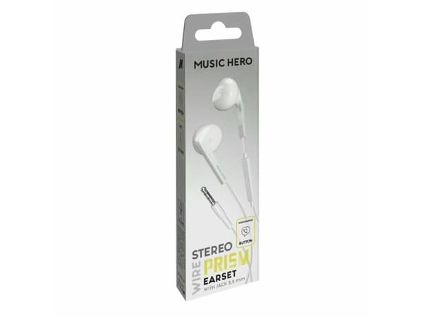 SBS Prism, Kabel, Samtal/musik, 20 g, Headset, Vit