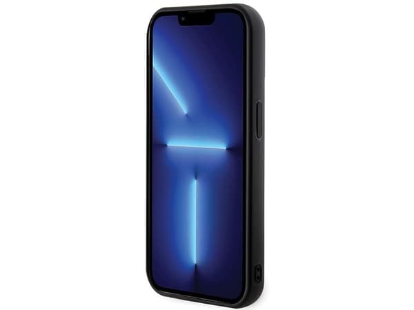 Karl Lagerfeld 3D gummiert glitter-logo-deksel til iPhone 15 Pro Max - svart