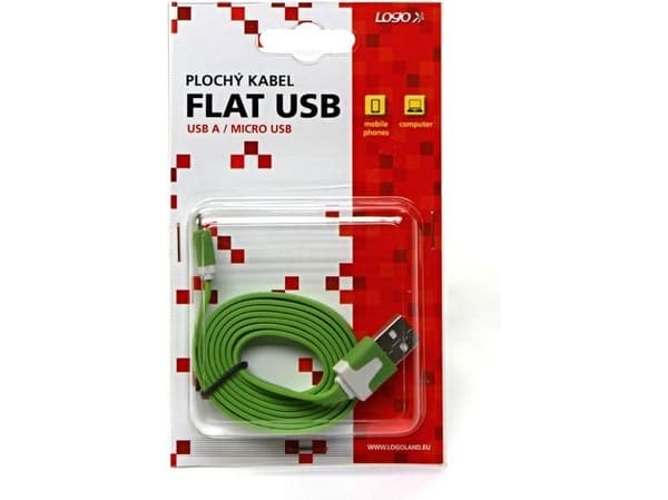 USB-kabel USB-A till microUSB, 1 m, grön
