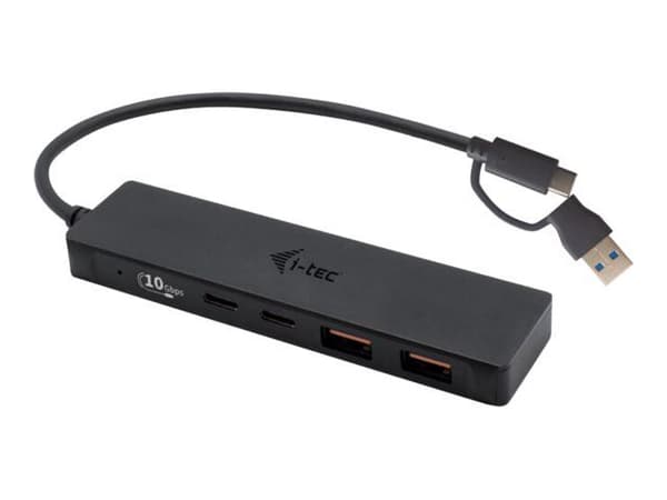 i-Tec - Hub - 2 x USB 3.2 Gen 2 + 2 x USB-C 3.2 Gen 2 - stasjonær