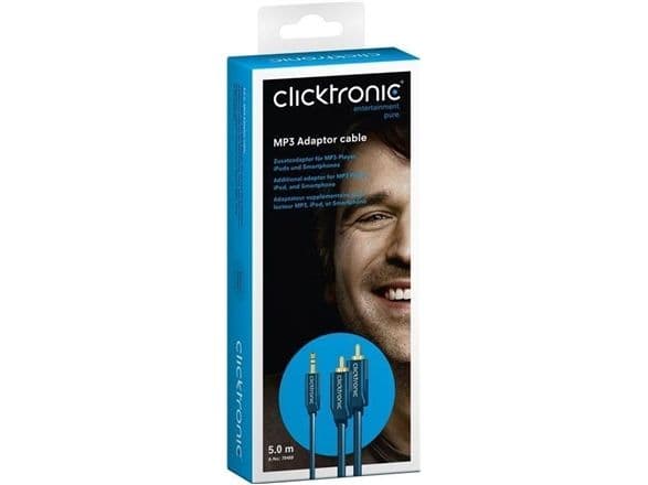 ClickTronic 3m MP3 Adapter, 3.5mm, Hankjønn, 2 x RCA, Hankjønn, 3 m, Blå