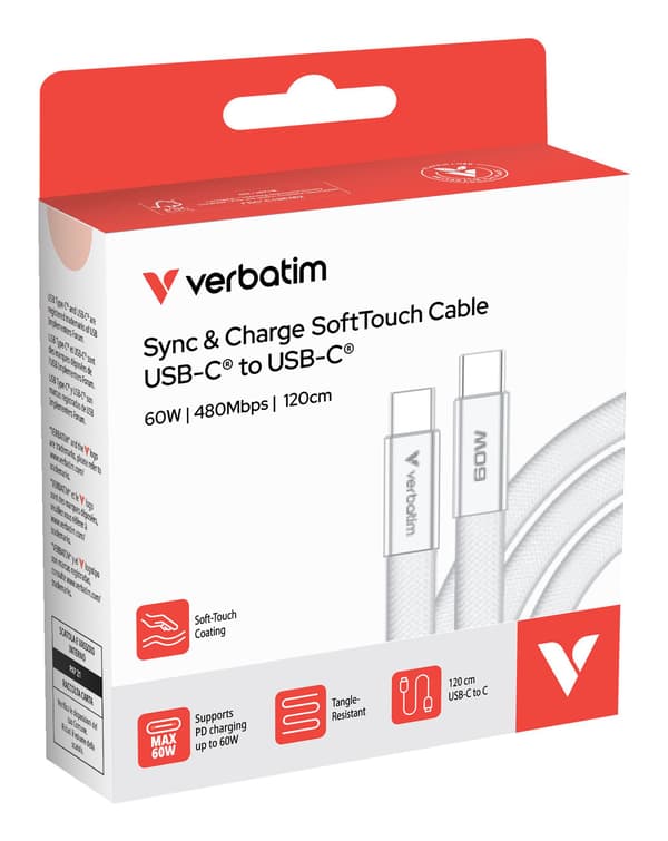 Verbatim 30274, 1,2 m, USB-C, USB-C, USB 2.0, 0,48 Gbit/s, vit